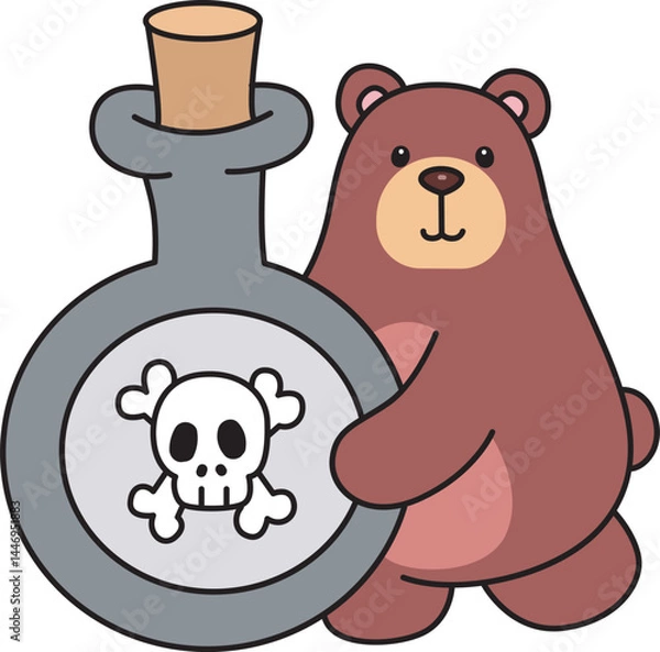Obraz Illustration of cute bear icon.
Funny bear in daily activities elements.
