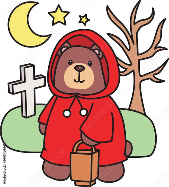Obraz Illustration of cute bear icon.
Funny bear in daily activities elements.
