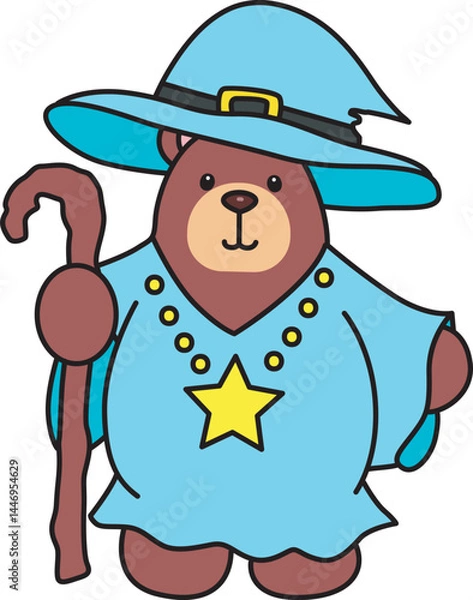 Obraz Illustration of cute bear icon.
Funny bear in daily activities elements.
