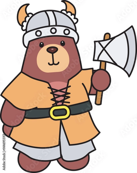 Obraz Illustration of cute bear icon.
Funny bear in daily activities elements.
