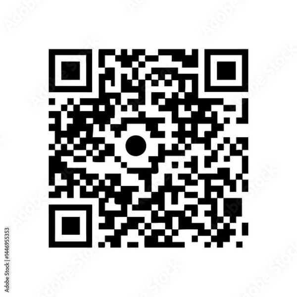 Fototapeta Black and white QR code with a central black dot a quick response code