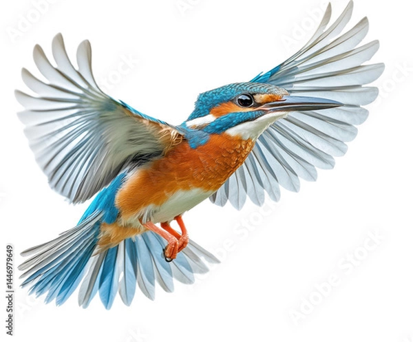 Fototapeta Flying kingfisher bird nature wildlife action isolated on transparent background