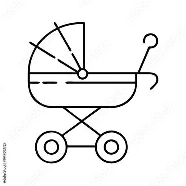 Fototapeta baby stroller icon, baby stroller line art - simple line art of baby stroller, perfect for baby stroller logos and icons