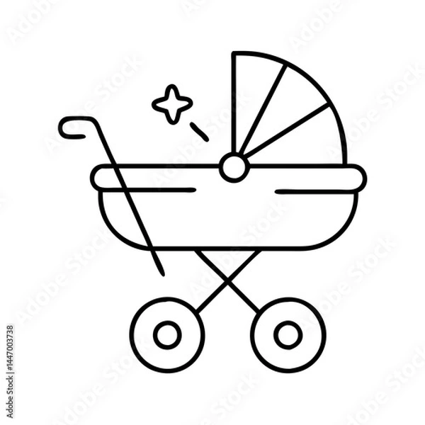 Fototapeta baby stroller icon, baby stroller line art - simple line art of baby stroller, perfect for baby stroller logos and icons