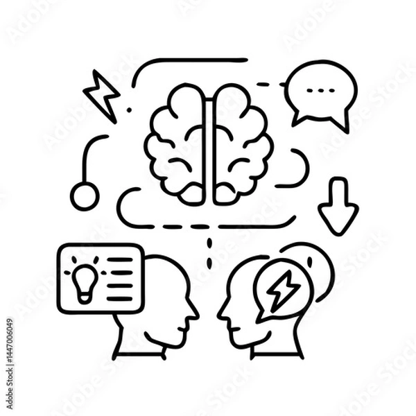 Fototapeta brainstorming icon, brainstorming line art - simple line art of brainstorming, perfect for brainstorming logos and icons