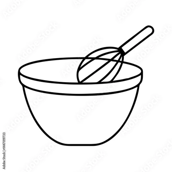 Fototapeta mixing bowl icon, mixing bowl line art - simple line art of mixing bowl, perfect for mixing bowl logos and icons