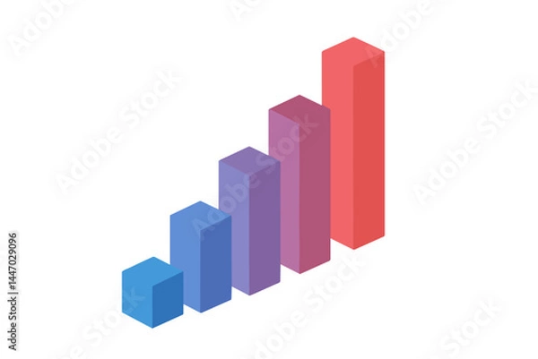 Fototapeta Isometric 3D Gradient Bars — Value Change Chart