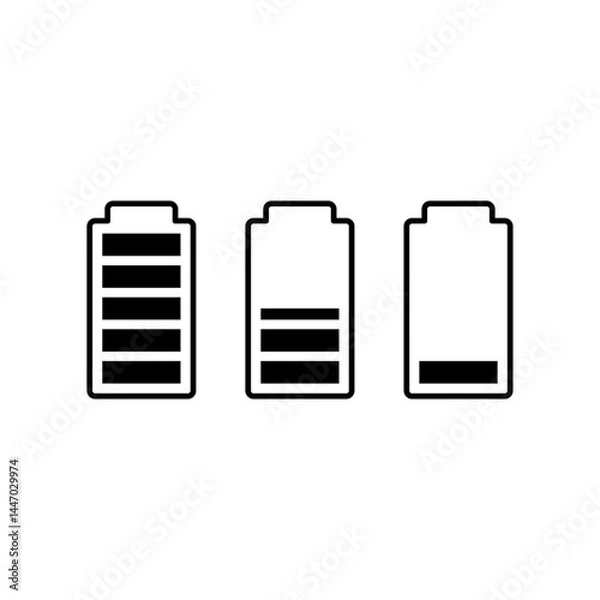 Obraz Battery Status Icons – Full, Medium, Low