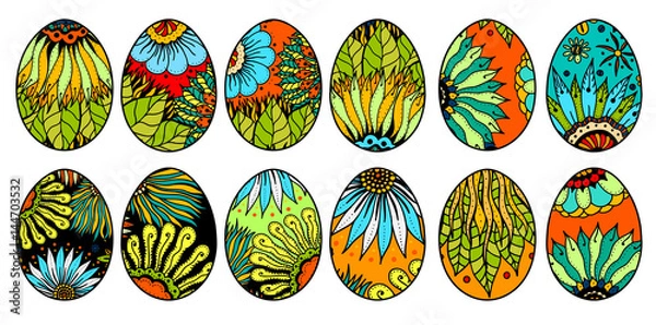 Fototapeta Easter eggs on a white background.