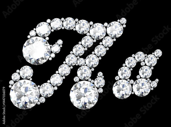 Fototapeta diamond letters with gemstones isolated on black. (high resolution 3D image).