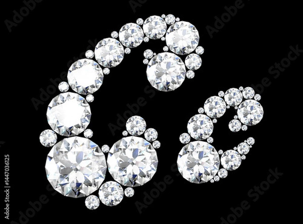 Fototapeta diamond letters with gemstones isolated on black. (high resolution 3D image).