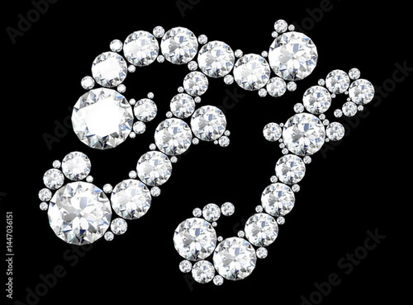 Fototapeta diamond letters with gemstones isolated on black. (high resolution 3D image).