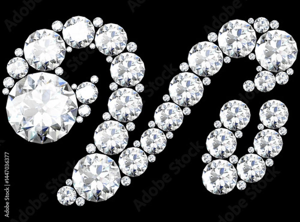 Fototapeta diamond letters with gemstones isolated on black. (high resolution 3D image).