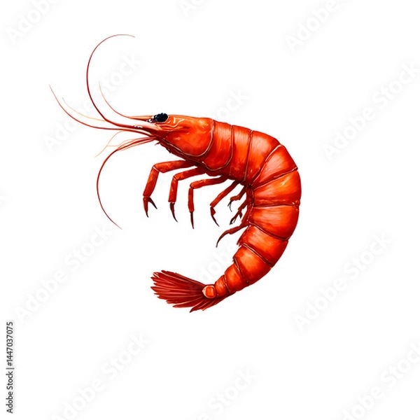 Fototapeta Watercolor painting of shrimp in many patterns