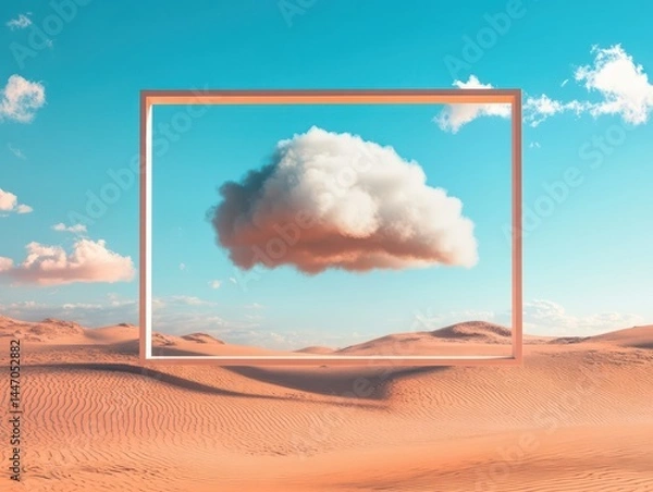 Fototapeta Floating cloud in desert landscape