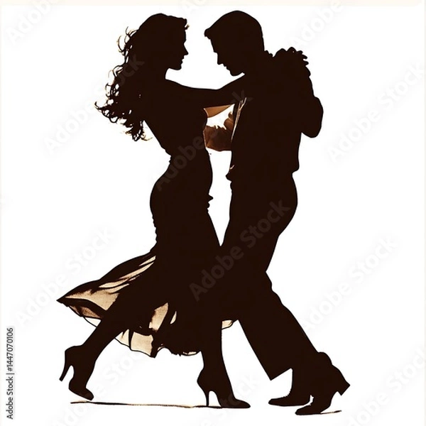 Obraz Silhouetted couple ballroom dancing
