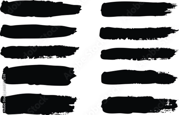 Obraz Eight black brush strokes create an abstract artistic texture against a white background