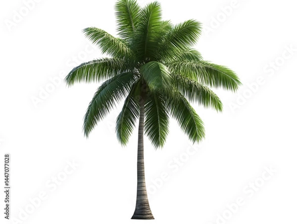 Fototapeta Isolated 3D Palm Tree Illustration With Green Leaves On Transparent Background