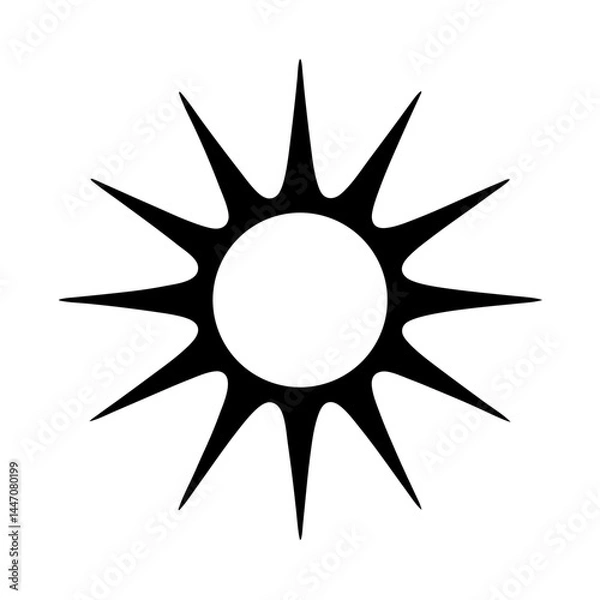 Fototapeta Black sunburst illustration with sharp spikes emanating from a central circle