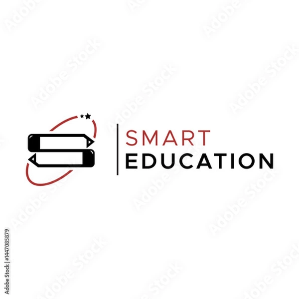 Fototapeta Smart Education Logo Design with Modern Tech and Learning Elements for E-Learning and Digital Platforms

