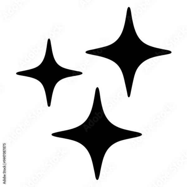 Fototapeta Three four pointed stars with a sleek and modern black and white design