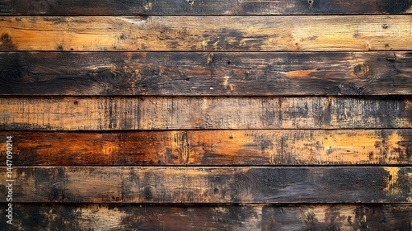 Fototapeta Rustic Weathered Brown Wooden Planks Background Texture Image old dark aged wall grain fence floor  