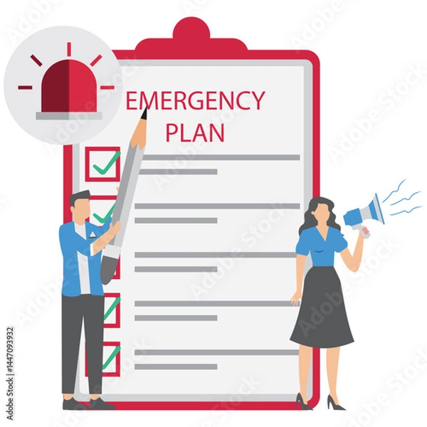 Obraz Emergency action plan, emergency action plan when business disaster occurs Business emergency plan
