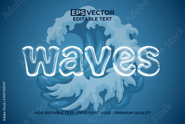 Fototapeta Wave in Water Style Editable Text with Big Waves Blue Ocean