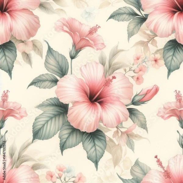 Fototapeta Vibrant floral pattern design nature digital artwork beautiful environment close-up artistic concept