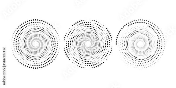 Obraz Halftone circular dotted frame set. Circle dots isolated on white background