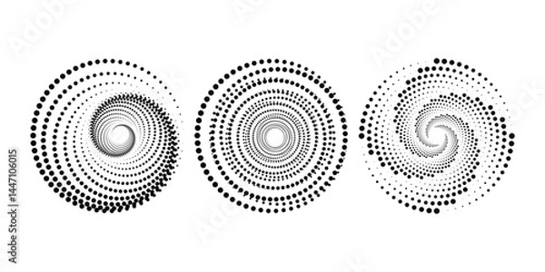 Obraz Collection of bold black halftone dotted speed lines. Speed line in circle shape