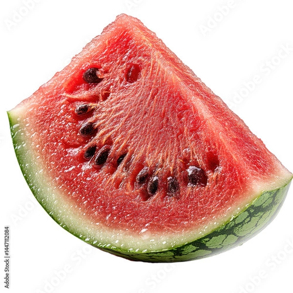 Fototapeta Photo slice of watermelon isolated on transparent background. PNG