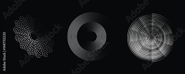 Obraz Circular spiral sound wave rhythm from lines