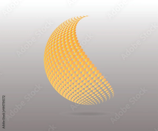 Obraz Modern abstract background. Halftone dots in 3d circle shape. Round logo. Vector dotted frame. Design element or icon.