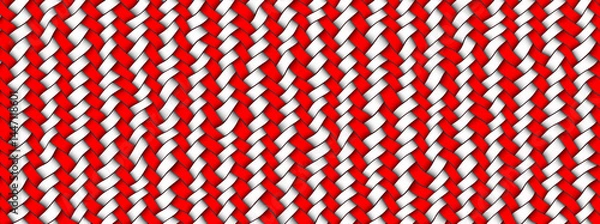Obraz 赤と白の糸で織ったチェック柄の生地のイラスト背景