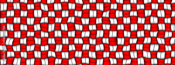 Obraz 赤と白の糸で織ったチェック柄の生地のイラスト背景