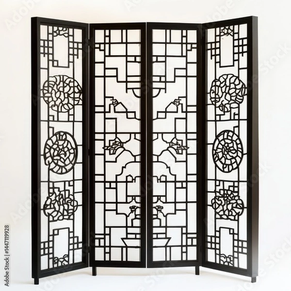 Fototapeta Decorative Room Divider with Asian Inspired Patterns and Design