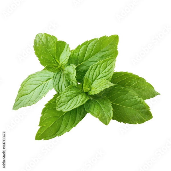 Fototapeta Fresh mint leaves offering vibrant color and aromatic essence for culinary uses and herbal remedies, Mint leaves or peppermint plant isolated on Transparent background