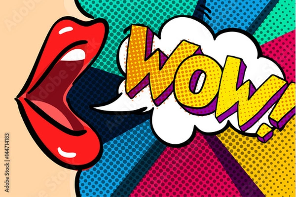 Obraz Otwarte usta i wiadomość WOW