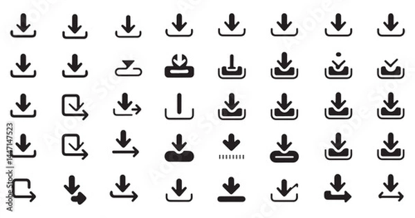 Fototapeta Black Silhouette of Technology Cloud Download Symbol