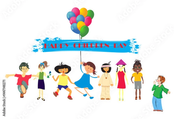 Fototapeta composition with happy, joyful children of the world
