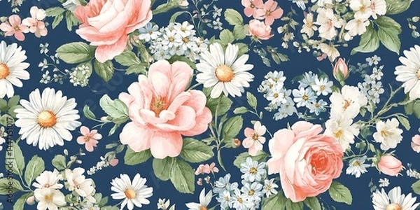 Fototapeta Floral seamless pattern.Pastel flower seamless pattern.Abstract floral seamless pattern 