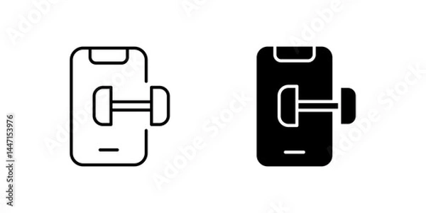 Fototapeta A modern vector icon set featuring fitness app symbols, suitable for health and technology designs.
