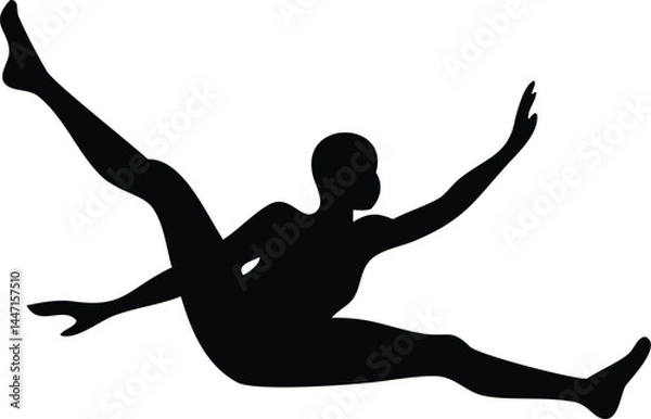 Fototapeta Silhouette of Falling Woman in Dynamic Pose – Vector Art Illustration