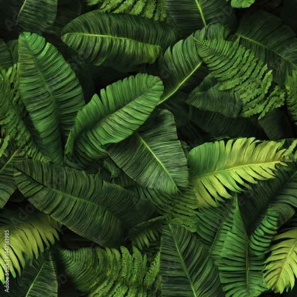 Obraz Explore the lush greenery of tropical leaves creating a vibrant botanical paradise in the heart of the rainforest