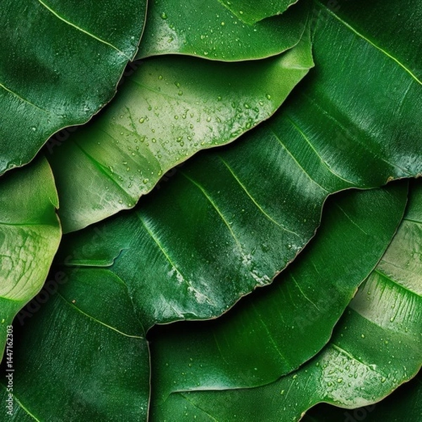 Obraz Embrace the lush green textures of tropical leaves and exotic foliage for a vibrant escape in nature's embrace