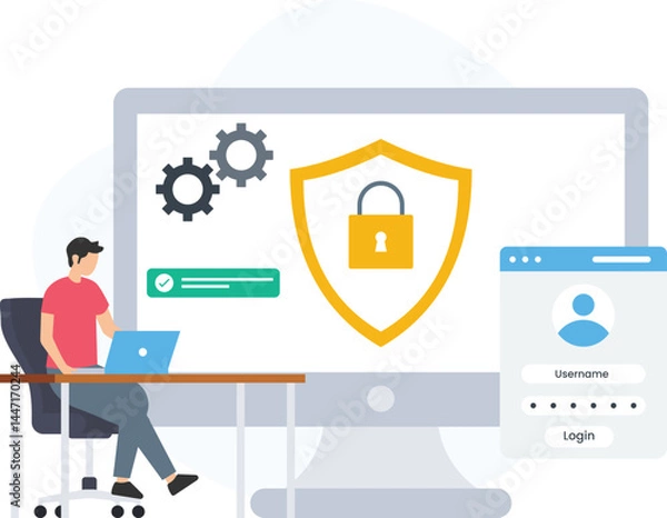 Fototapeta Internet security or online protection, network security or cyber defense, firewall security or threat prevention, data encryption or secure communication, security protocols or SSL/TLS encryption, se