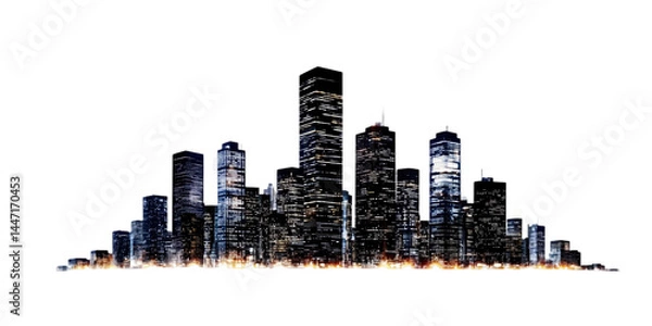 Fototapeta Night City Skyline Illustration Background