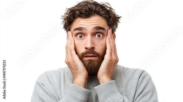 Fototapeta Man with Blank Stare, Shocked Expression, Wide Eyes