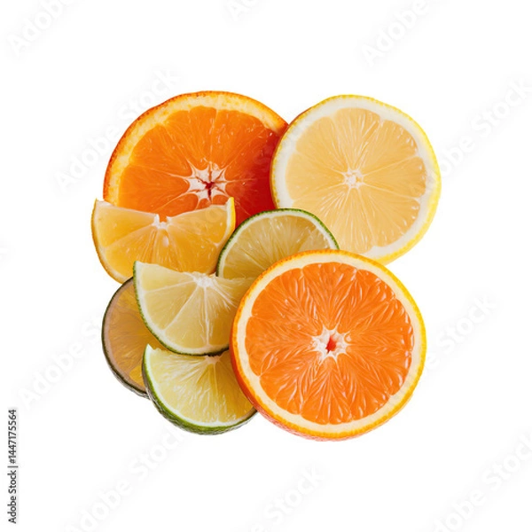 Fototapeta Citrus fruits slices isolated on transparent background
